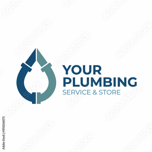 This sleek logo features a water droplet and plumbing elements, representing reliability and professionalism, ideal for a plumbing service looking to establish a strong brand identity.