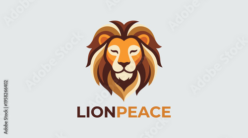 A captivating illustration of a lion's head with a majestic expression, utilizing warm tones to convey strength, peace, and harmony in an artistic representation.