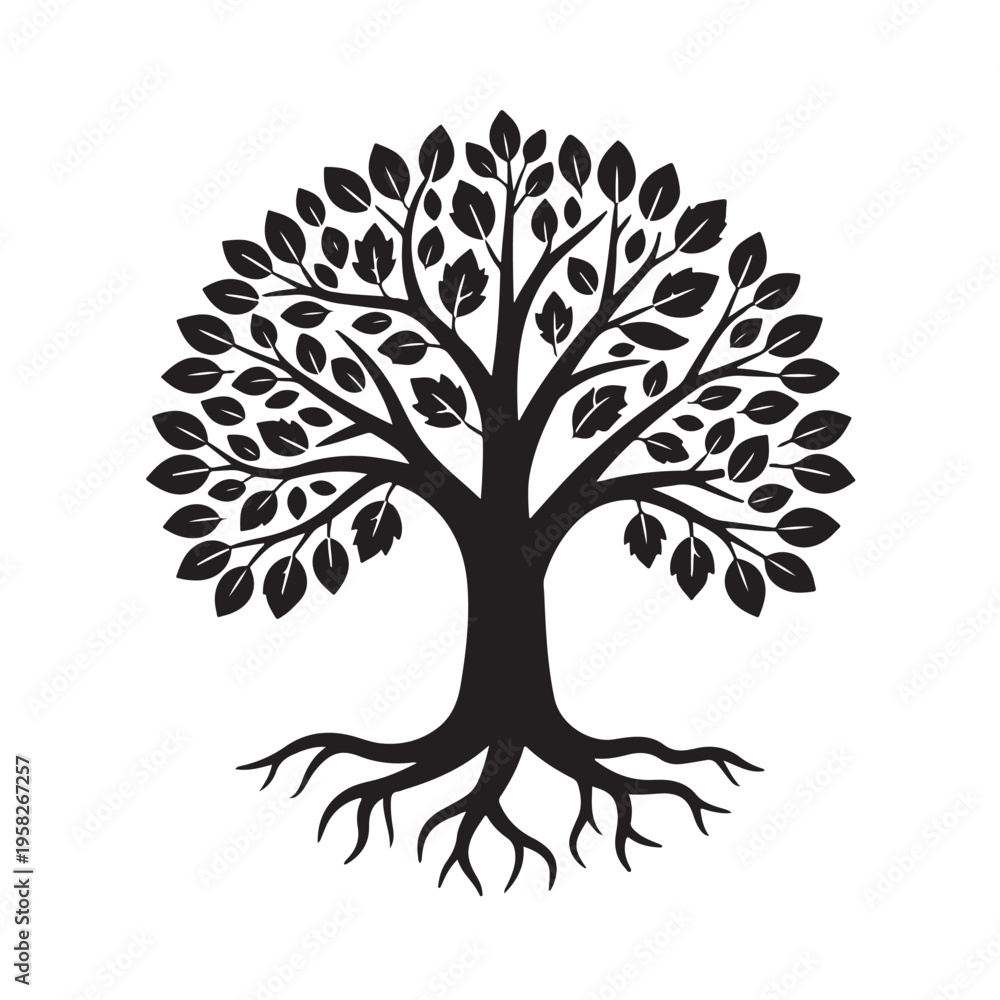 Obraz premium Modern Stencil-Style Tree Vector - Industrial Nature Icon