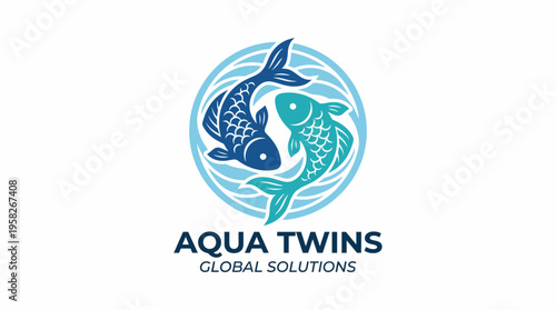 An artistic representation of two koi fish swimming in harmony, encapsulating themes of balance, unity, and global solutions, perfect for business or personal branding.