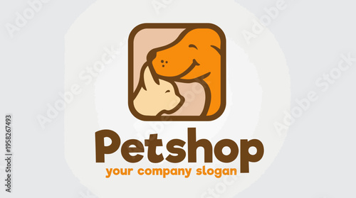 This logo features a friendly dog nuzzling a cat, encapsulating the harmony between pets. It's perfect for any pet shop looking to convey love and care for animals.