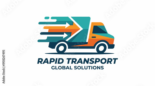 This logo showcases a dynamic delivery van in motion, symbolizing speed and reliability in transportation. Perfect for logistics and freight companies focused on global solutions.