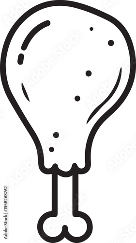 minimalist black and white chicken leg icon isolated vector illustration