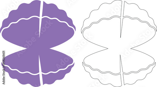 Shell clam silhouette open sea ocean