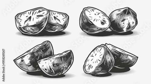 Sketch of cut potatoes