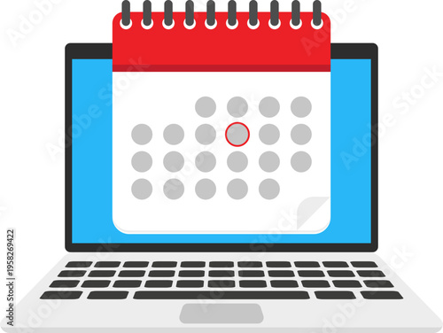 Digital Calendar on Laptop Screen