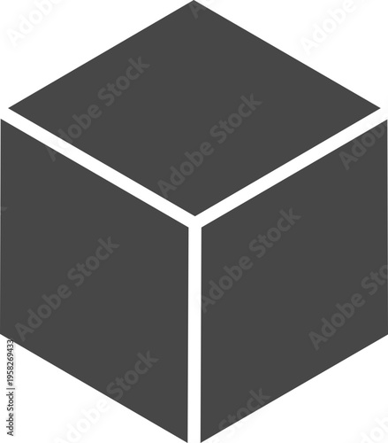 Simple Gray Cube Icon
