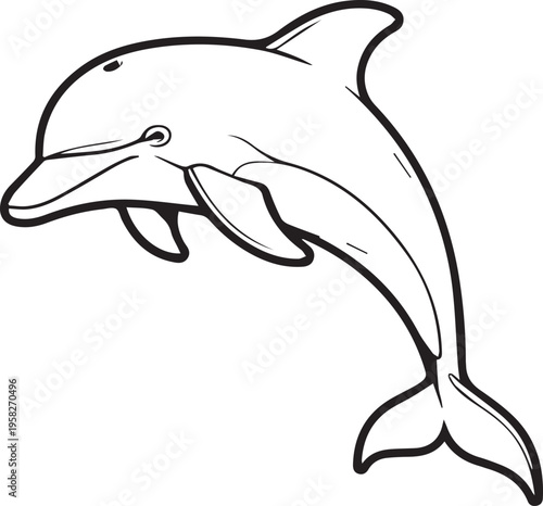 minimalist black and white dolphin icon isolated on white background
