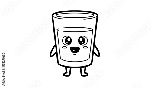 Cute milk cartoon character smiling glass dairy mascot vector illustration