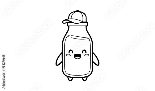 Milk bottle cartoon character cute dairy mascot vector illustration