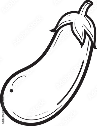 Minimalist black and white eggplant icon isolated on white background