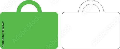 Solid black and green briefcase silhouettes