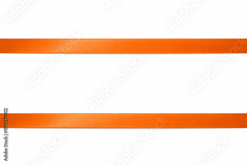 Orange ribbon on a white background, close-up, empty space for text, template, photo background, layout, banner, advertising, postcard