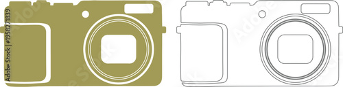 Camera silhouettes gold and black outline