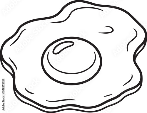Minimalist black and white fried egg outline icon isolated on white background