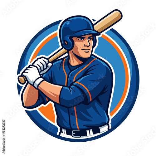 This dynamic illustration portrays a confident baseball player ready to hit a home run, encapsulating the energy of the sport and the thrill of competition in a vibrant style.
