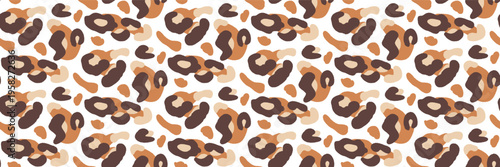 Leopard abstract seamless pattern or animal print in brown and orange. Dense leopard spot and panther motif as bold vector design. Simple organic pattern with cheetah texture for fabric wallpaper.
