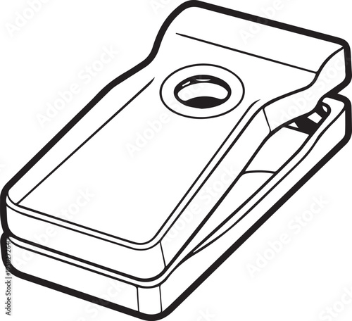 Minimalist black and white paperclip icon isolated on white background