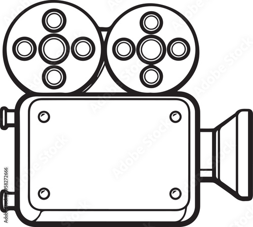 Minimalist Black and White Movie Camera Icon for Media and Film Projects