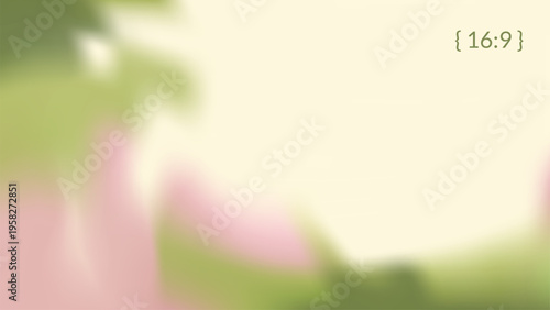 Blur corner frame with spring flower. Soft border background with gentle plants gradient. Summer floral soft beige, pink and green colors backdrop with space for text. Vector trendy gentle blurred bg.