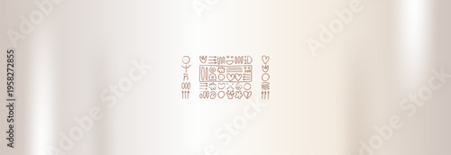 Paper or satin silk gradient background . Ivory fabric with doodle symbol set. Paper vector in cream tones and folk hand drawn mark. Soft bohemian label with doodle scribble on warm nude tone backdrop