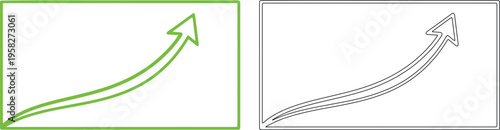 Green and black rising wave line arrows