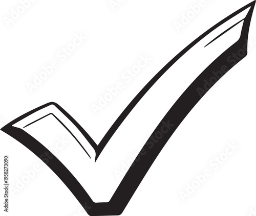 Minimalist black checkmark icon on white background for approval and success