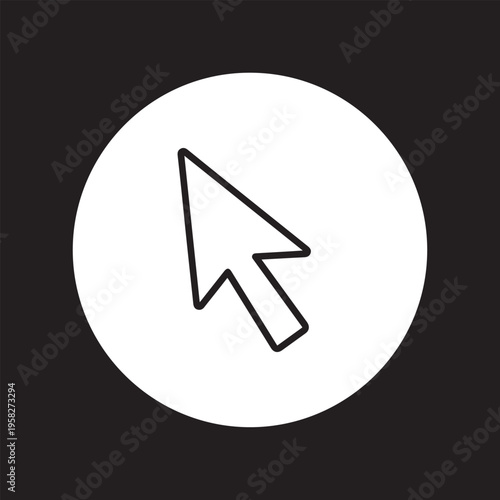 Minimalist black cursor arrow icon isolated on white background for UI design