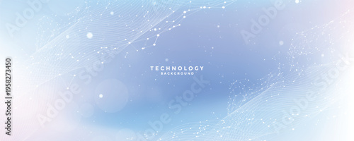 Abstract tech network connection dots. Digital technology and big data analysis background. White background with plexus lines. Futuristic technology concept.