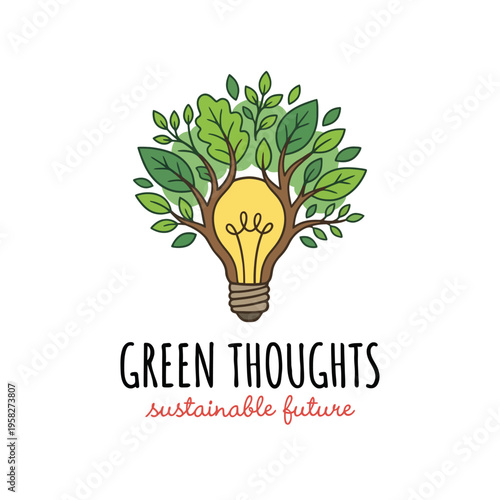 фотографія An artistic image depicting a light bulb incorporated with lush green leaves, symbolizing sustainable ideas and an eco-friendly future focused on growth and environmental awareness
