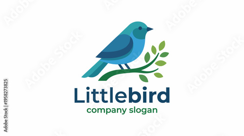A beautiful logo featuring a bird perched on a branch, embodying themes of communication, nature, and tranquility, suitable for companies in environmental and lifestyle sectors.