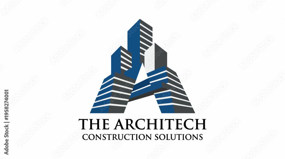 Obraz premium The logo captures the essence of modern architecture with its striking depictions of high-rise buildings, representing innovation and quality in construction solutions.