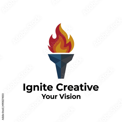 The Ignite Creative logo features a stylized torch with flame, symbolizing creativity, vision, and inspiration, ideal for businesses focused on innovative designs and ideas.