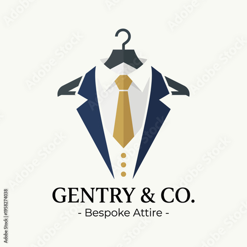 This image showcases a stylish suit and tie, perfect for a bespoke attire business. The clean design emphasizes professionalism and sophistication in men's fashion.