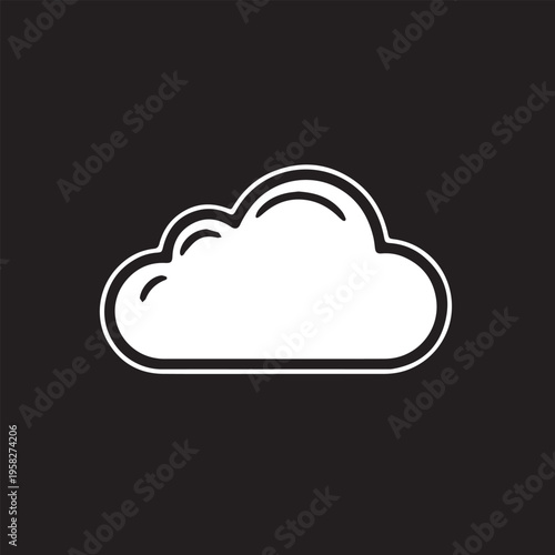 Minimalist cloud storage icon in bold black outline on white background