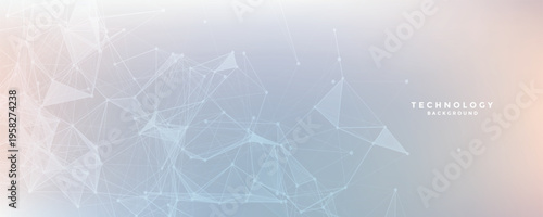 Abstract tech network connection dots. Digital technology and big data analysis background. White background with plexus lines. Futuristic technology concept.