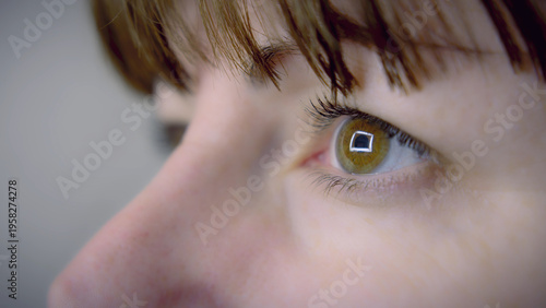 Photos Close-up of human eye with reflection in soft focus, have fun and enjoy