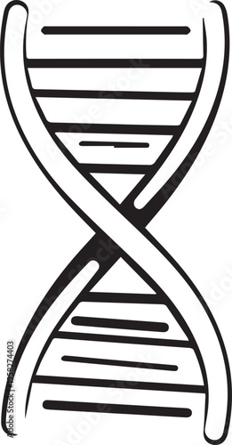 Minimalist DNA helix icon in black and white isolated design for science