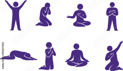 Various yoga poses for relaxation and meditation