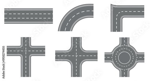 Various road segments and junctions illustrated in a minimalist graphic style