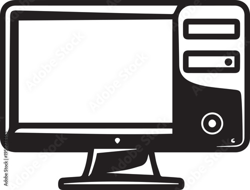 minimalist desktop computer icon isolated on white background vector illustration