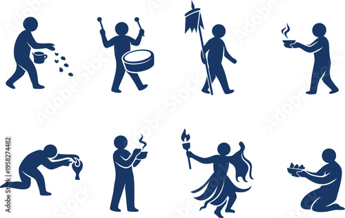 Ancient ritual actions with fire and drums