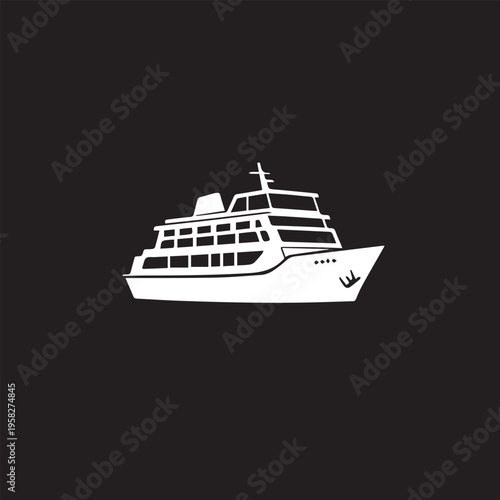 Modern ferry boat line art icon isolated on white background
