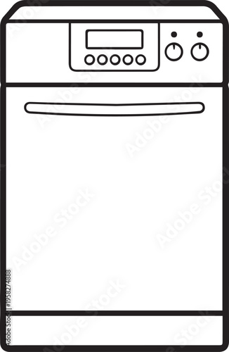 Modern kitchen appliance dishwasher flat icon isolated on white background