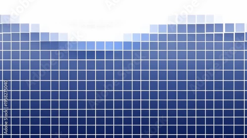 A serene ocean landscape transitions into a grid pattern in this calming