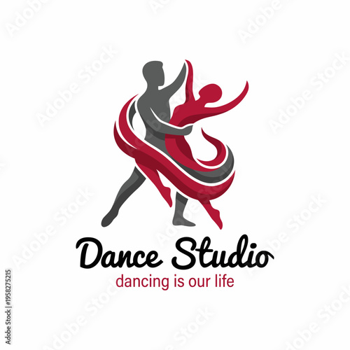 This image highlights a dynamic logo for a dance studio, featuring figures in motion, conveying the passion, joy, and artistry that dance brings to life.