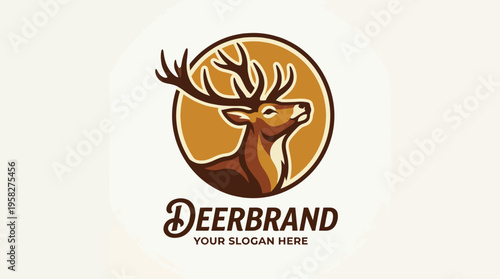 This striking logo depicts a majestic deer with prominent antlers, symbolizing strength and nature, perfect for brands focused on outdoor activities and rustic aesthetics.
