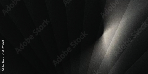 Grey black white glowing abstract gradient shape on black grainy background minimal header cover poster design