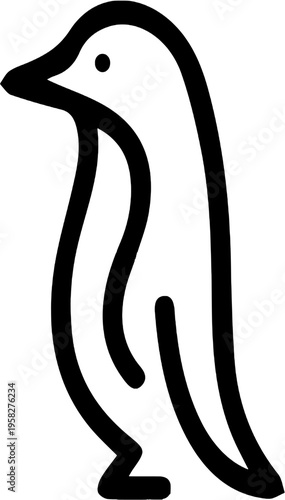 Penguin Outline – Simple Bird Line Icon Vector Illustration
