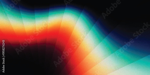 orange teal white psychedelic grainy gradient color flow wave on black background, music cover dance party poster design